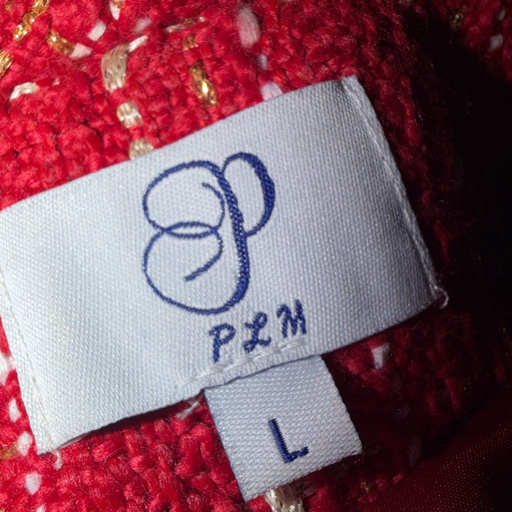 Red Tweed Plaid Double-Breasted Blazer Women’s Size L Old Money - Picture 3 of 16